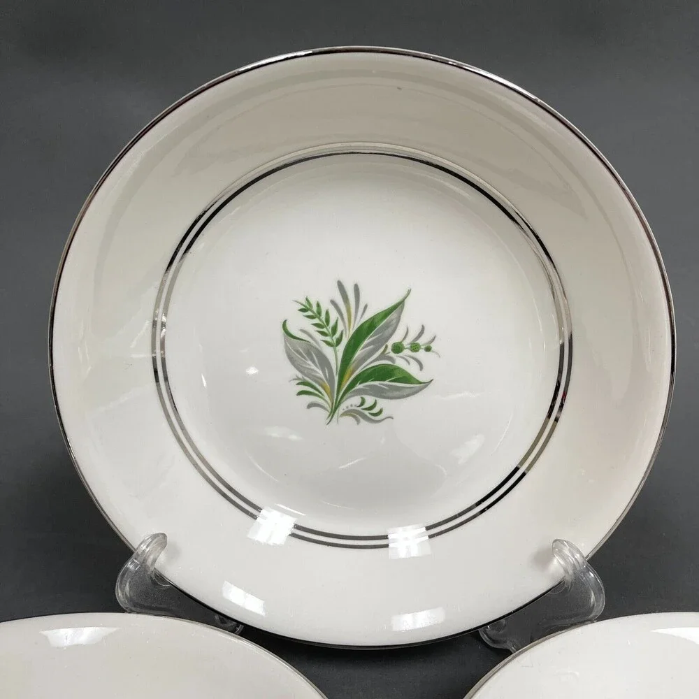Pope Gosser Encore Soup Cereal‎ Bowls Platinum Trim 7 5/8